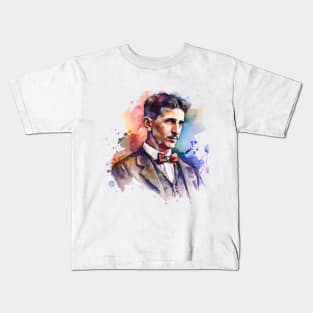 NIKOLA TESLA WATER COLOR PORTRAIT Kids T-Shirt